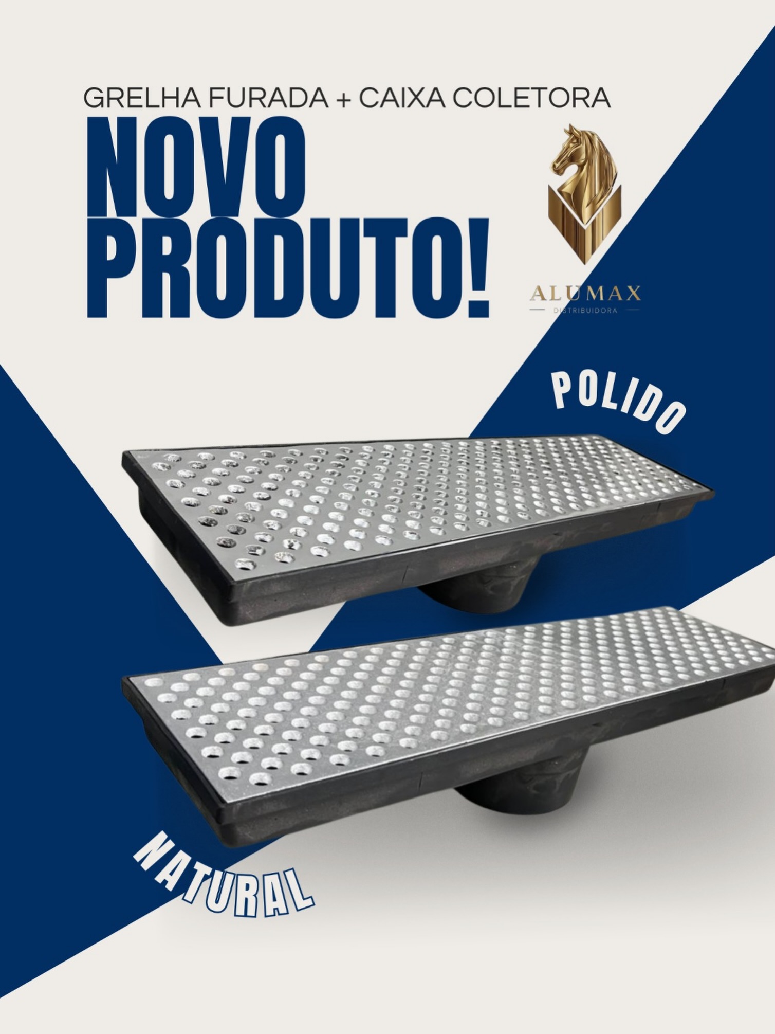 Post Alumax · Grelha Furada com Caixa Coletora - novo produto, versões polido e natural