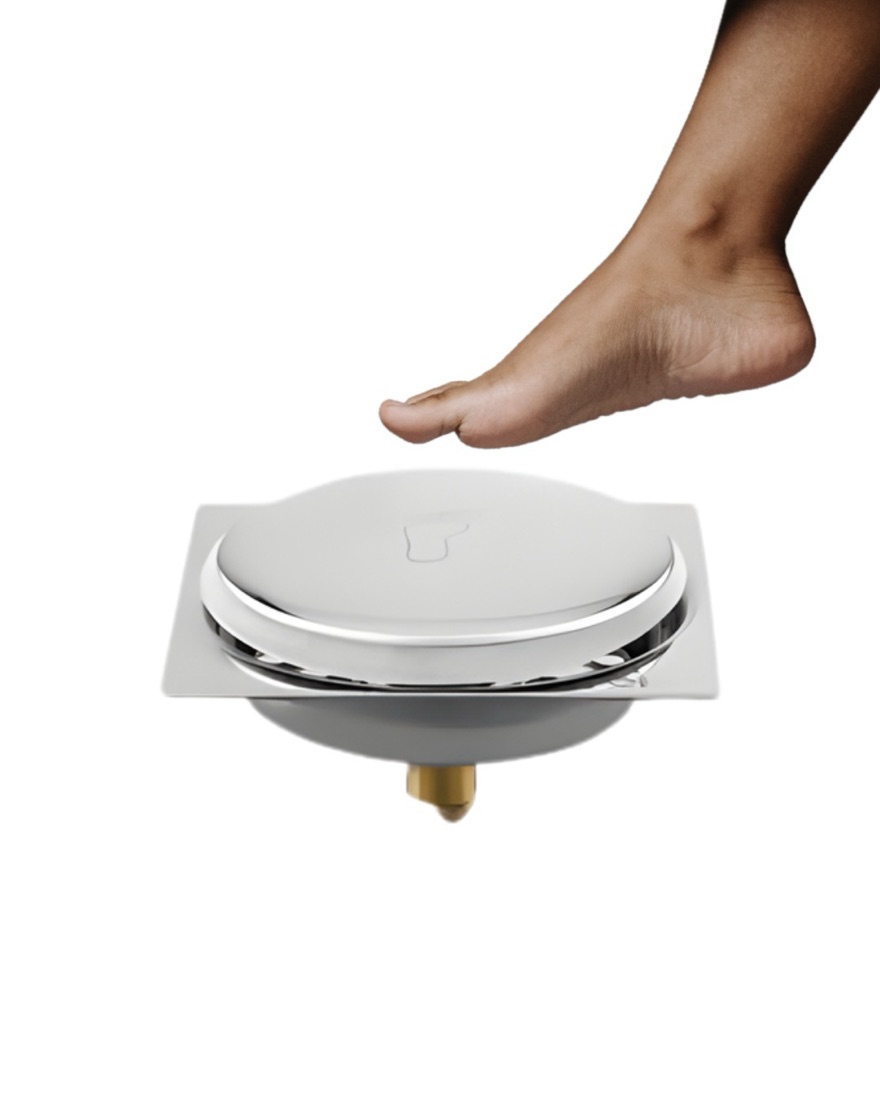 Ralo click em inox com acionamento por toque
