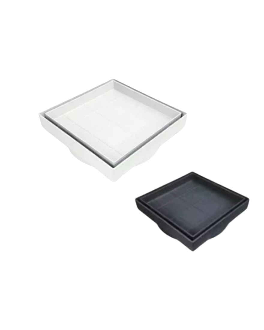Ralo oculto quadrado em PVC com bandeja para embutir piso