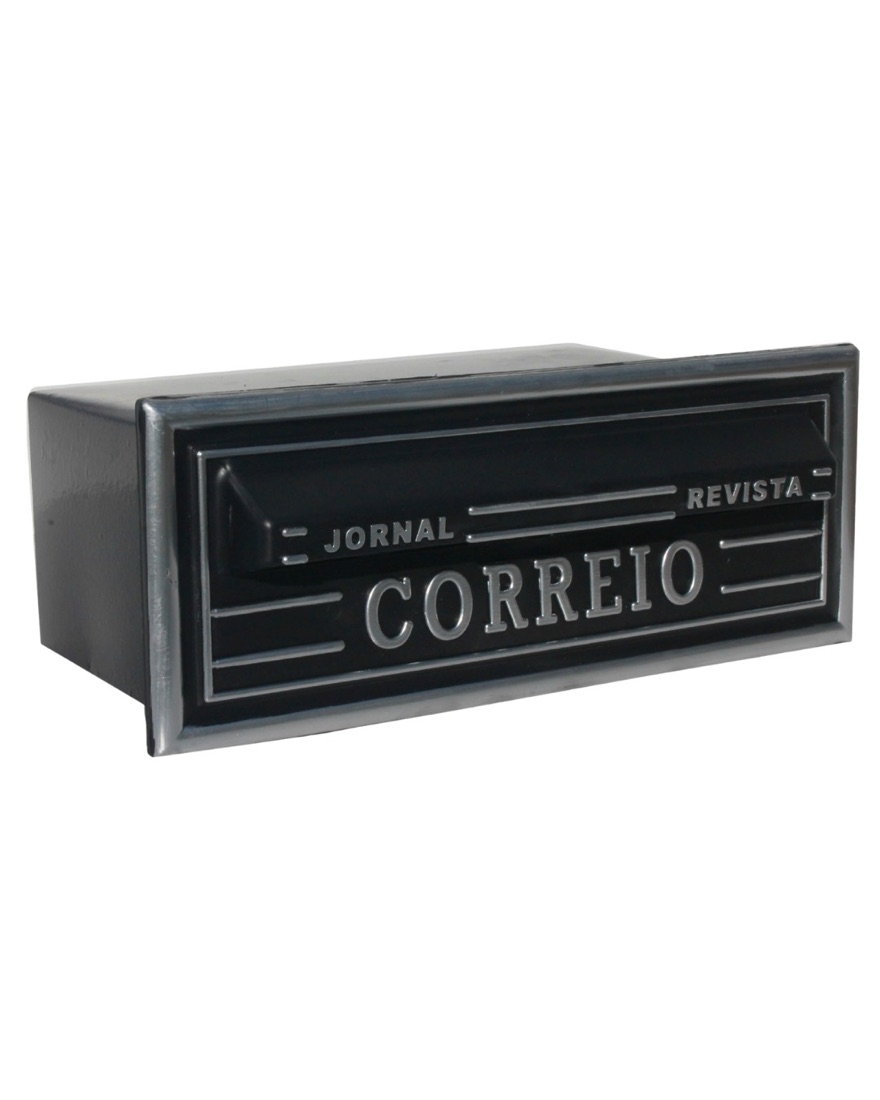 Caixa de correio em PVC preto com moldura cromada